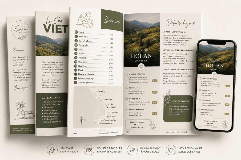 Exemple de roadbook et carnet de voyage personnalisé Évasion sur Mesure