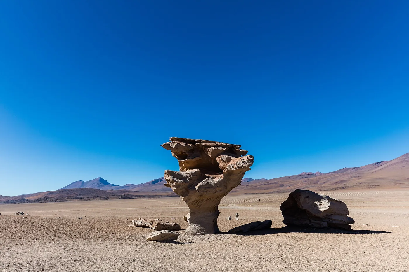 Arbre de Pierre dressé dans le désert de Siloli, étape possible d'un voyage Pérou Bolivie par le Sud-Ouest
