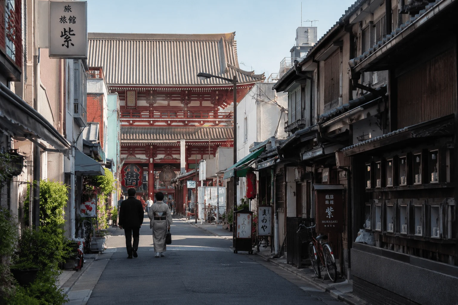 Japon Tokyo rue passante et temple