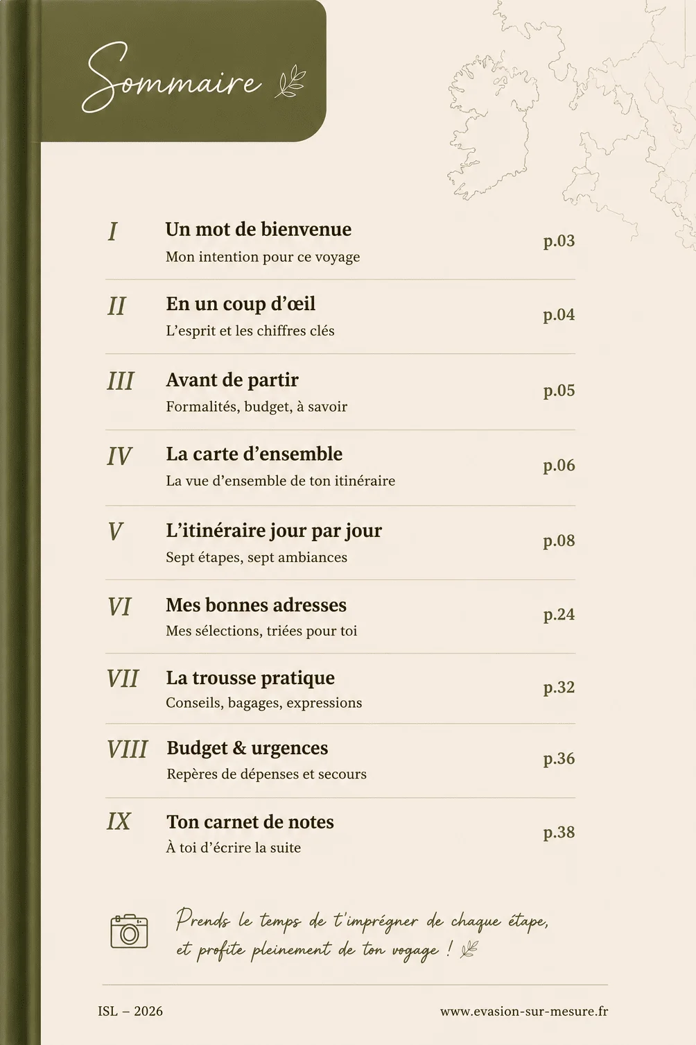 roadbook personnalisé voyage